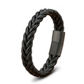 Monsieur Braided Leather Bracelet — Magnetic Clasp for Men