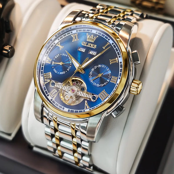Monsieur OLEVS Skeleton Watch — Automatic Mechanical Waterproof for Men