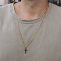 Monsieur Cross Pendant Necklace — Gold Cuban Chain for Men