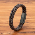 Monsieur Braided Leather Bracelet — Magnetic Clasp for Men