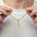 Monsieur Cross Pendant Necklace — Gold Cuban Chain for Men